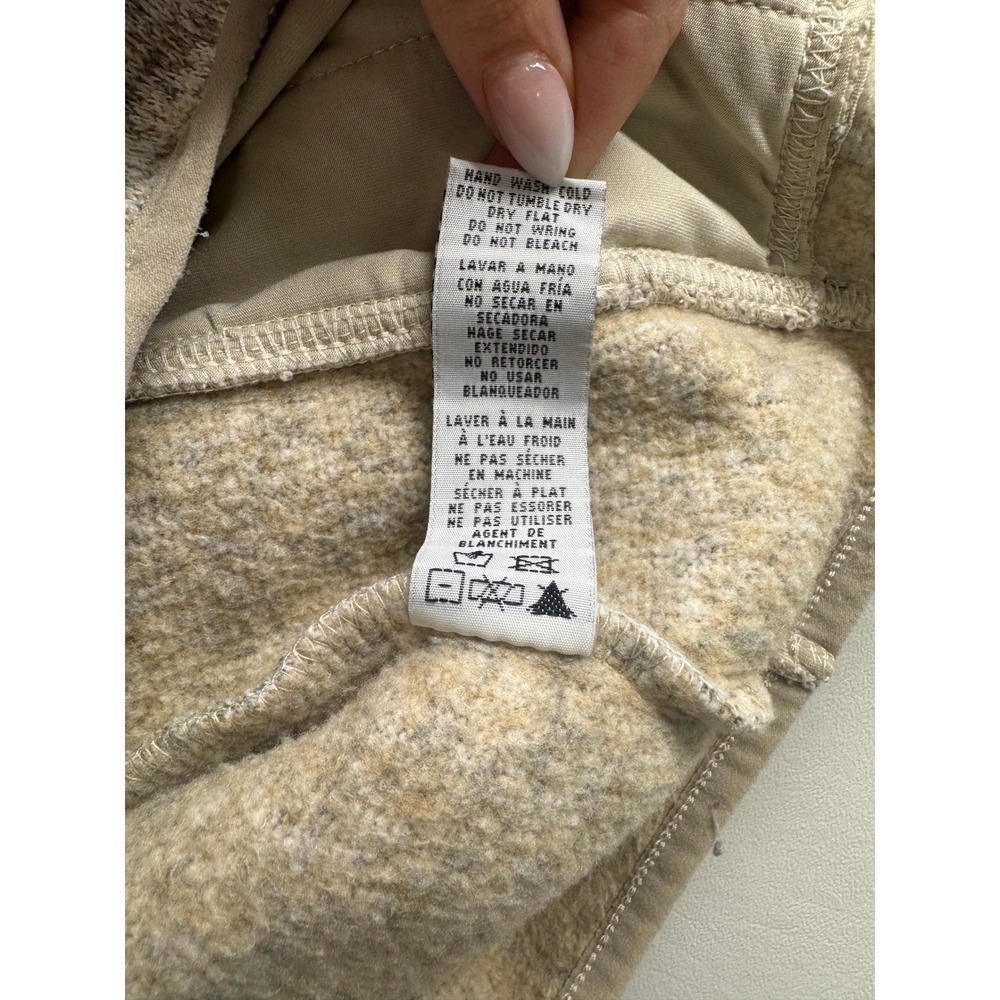 Thread & Supply Quarter Zip Pullover Women M Oatmeal Wubby Fleece Sweater Pocket - Picture 5 of 7